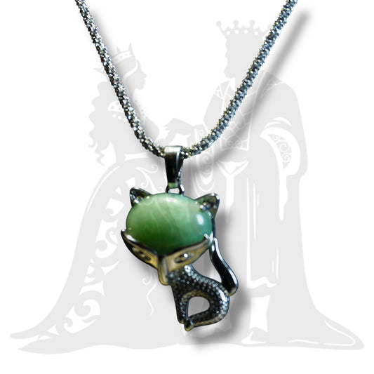 Róka medál fémmel Aventurin 2x3cm