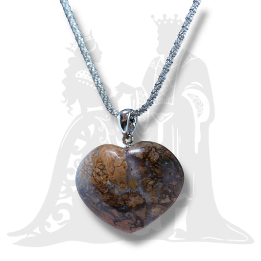 Szív medál Jáspis ibis 3cm (MDG)