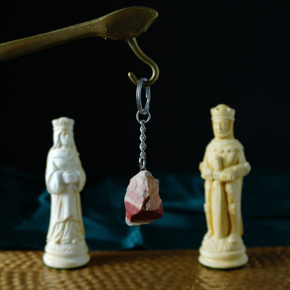 Natúr jáspis vörös fehér kulcstartó