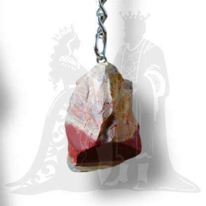 Natúr jáspis vörös fehér kulcstartó