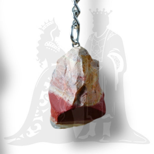 Natúr jáspis vörös fehér kulcstartó