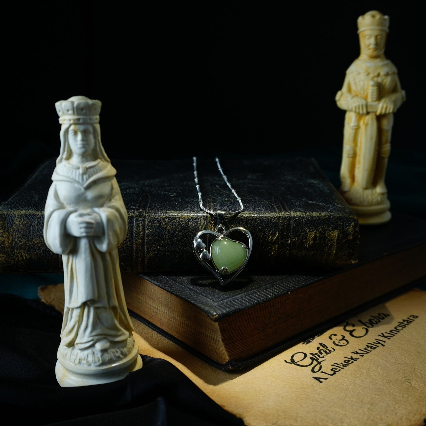 Szív medál fémmel Aventurin 2,5x2,5cm