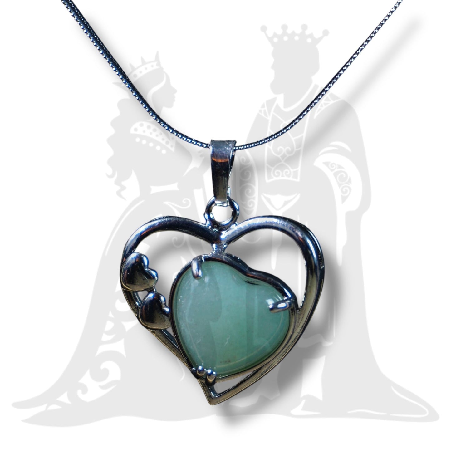 Szív medál fémmel Aventurin 2,5x2,5cm