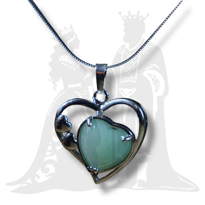 Szív medál fémmel Aventurin 2,5x2,5cm