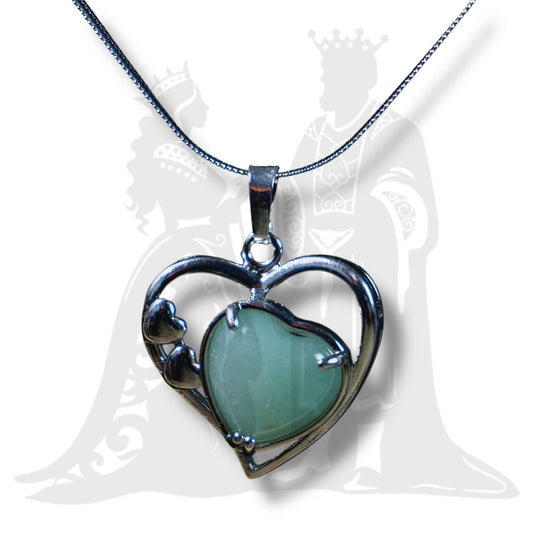 Szív medál fémmel Aventurin 2,5x2,5cm
