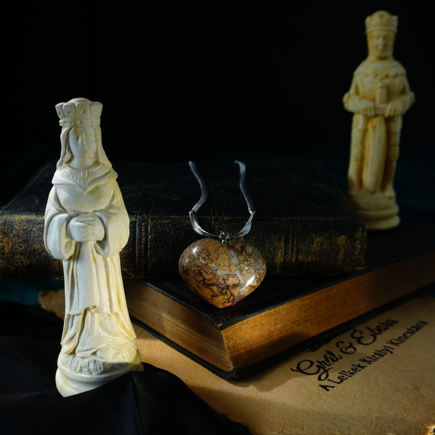 Szív medál Jáspis ibis 3cm (MDG)