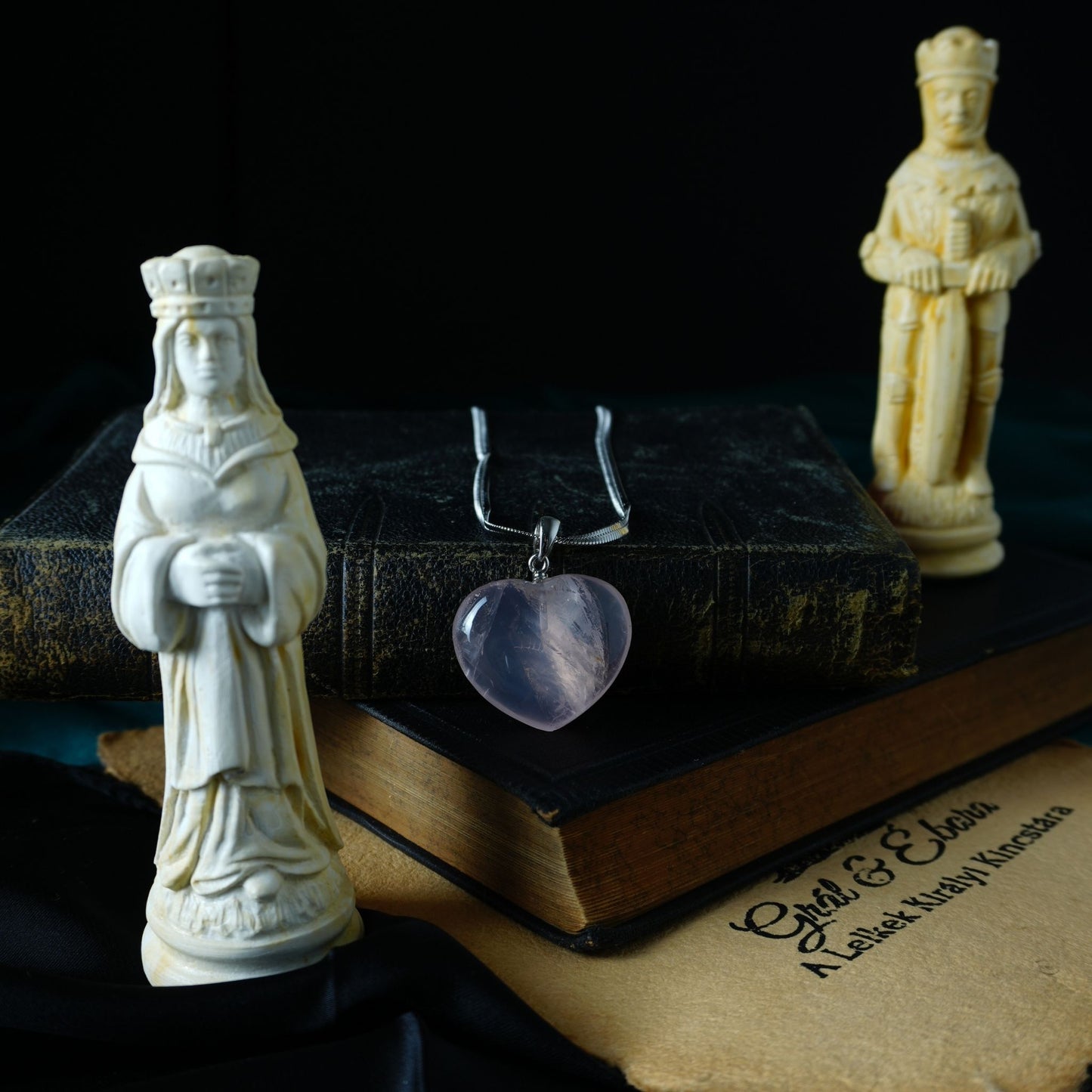 Szív medál Rózsakvarc 3-4cm (MDG)