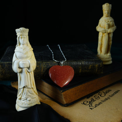 Szív medál Szintetikus Napkő vörös 4cm