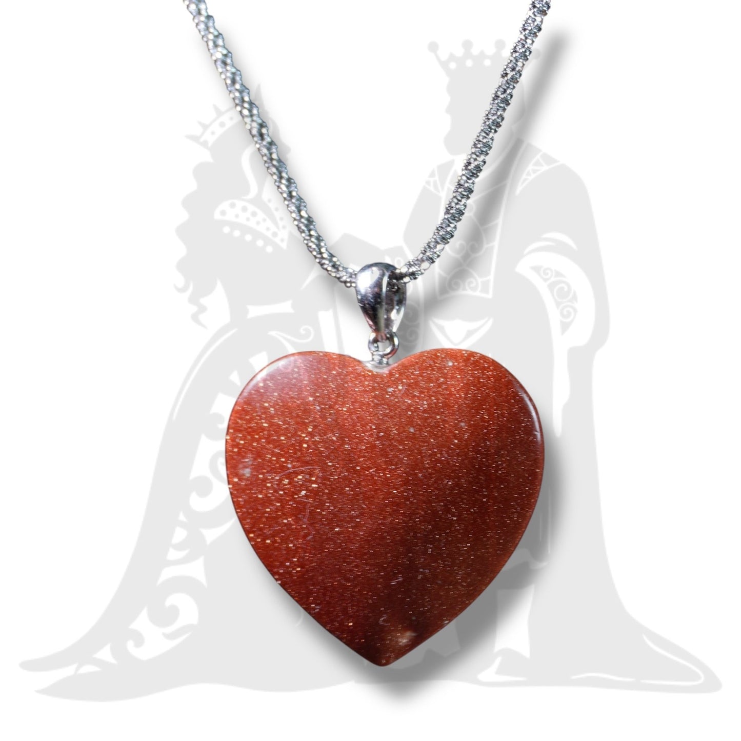 Szív medál Szintetikus Napkő vörös 4cm