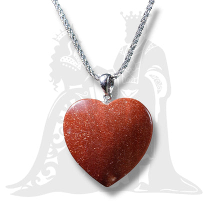 Szív medál Szintetikus Napkő vörös 4cm